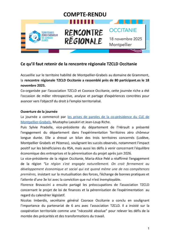 visuel du compte rendu des Rencontres Régionales TZCLD Occitanie