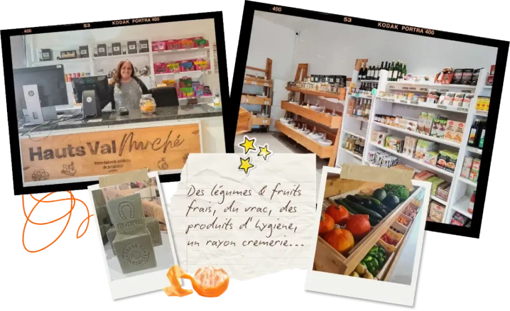 A l'épicerie solidaire Hauts Val Marché, retrouvez une offre en produits frais, du vrac, produits hygiène et rayon crèmerie